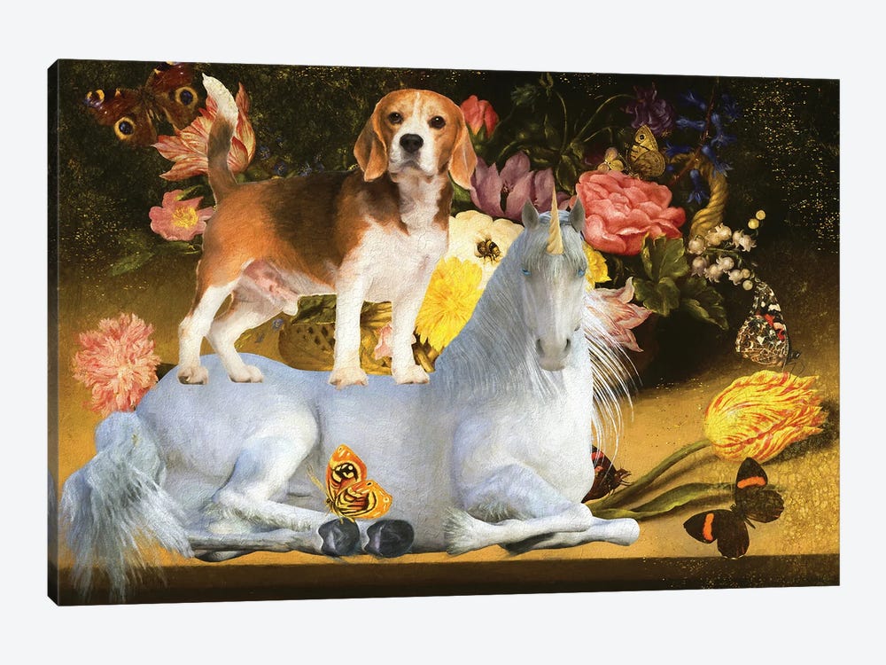 Beagle And Unicorn by Nobility Dogs 1-piece Canvas Art