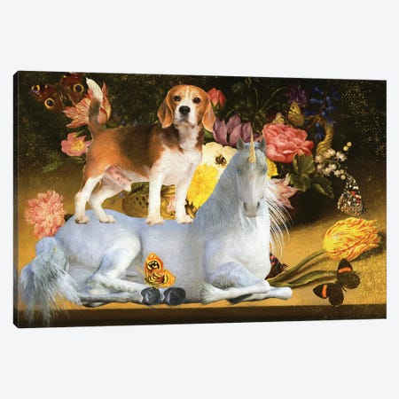 Beagle And Unicorn Canvas Print #NDG1159} by Nobility Dogs Canvas Art Print