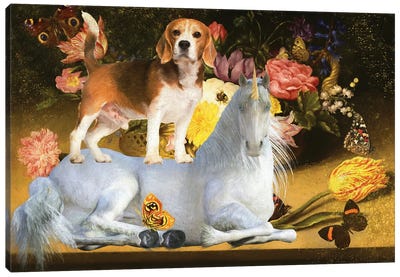 Beagle And Unicorn Canvas Art Print - Beagle Art