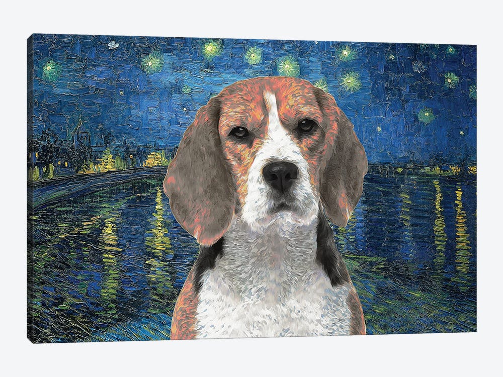 Beagle Starry Night Over The Rhone by Nobility Dogs 1-piece Canvas Print