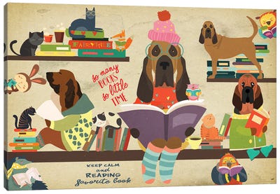 Bloodhound Book Time Canvas Art Print - Bloodhound Art