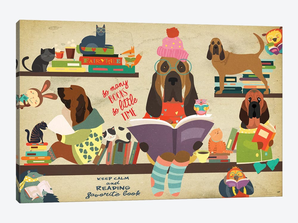 Bloodhound Book Time by Nobility Dogs 1-piece Canvas Art