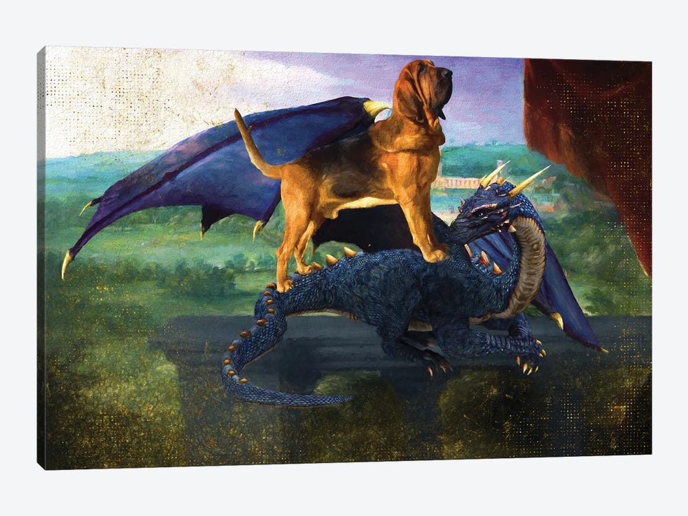 Bloodhound And Blue Dragon by Nobility Dogs 1-piece Canvas Print