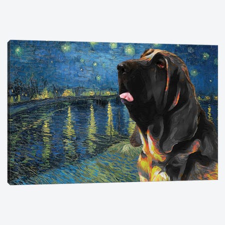Bloodhound Starry Night Over The Rhone Canvas Print #NDG1166} by Nobility Dogs Canvas Print
