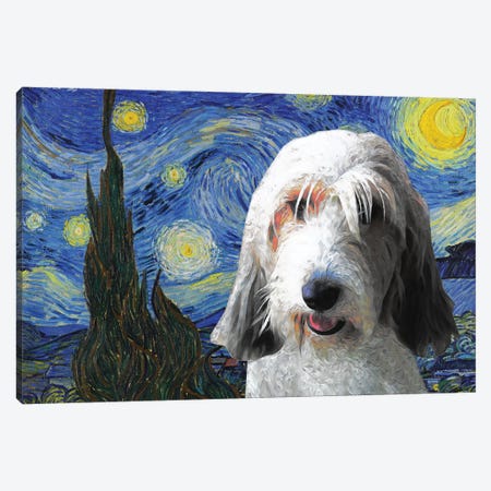 Petit Basset Griffon Vendeen The Starry Night Canvas Print #NDG1167} by Nobility Dogs Canvas Art Print