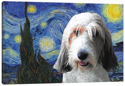 Petit Basset Griffon Vendeen The Starry Night Canvas Art Print