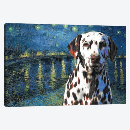 Dalmatian Starry Night Over The Rhone Canvas Print #NDG1170} by Nobility Dogs Art Print