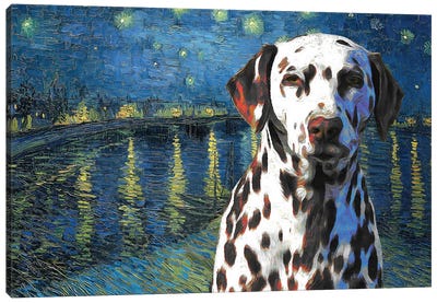 Dalmatian Starry Night Over The Rhone Canvas Art Print - Dalmatian Art