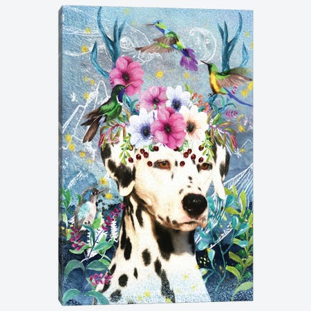 Dalmatian Dog With Antlers And Hummingbirds Canvas Print #NDG1171} by Nobility Dogs Canvas Art Print