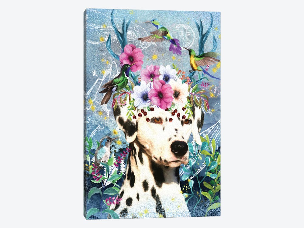 Dalmatian Dog With Antlers And Hummingbirds by Nobility Dogs 1-piece Canvas Wall Art