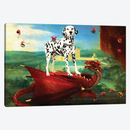Dalmatian Dog And Red Dragon Canvas Print #NDG1174} by Nobility Dogs Canvas Art