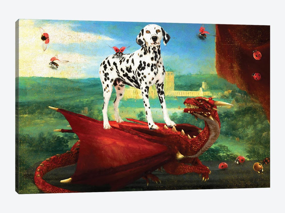 Dalmatian Dog And Red Dragon by Nobility Dogs 1-piece Canvas Art Print