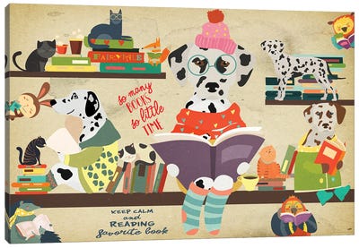 Dalmatian Dog Book Time Canvas Art Print - Dalmatian Art