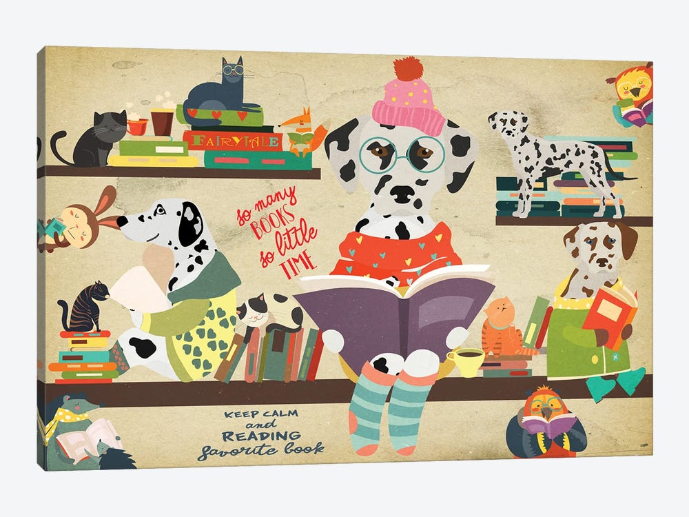 Dalmatian Dog Book Time by Nobility Dogs 1-piece Canvas Wall Art