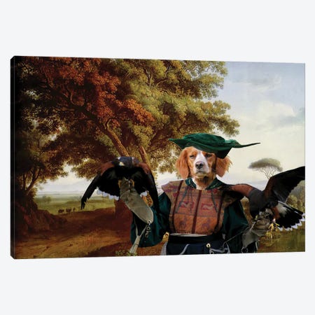 Brittany Spaniel Italian Landscape And Falconer Canvas Print #NDG1183} by Nobility Dogs Canvas Artwork
