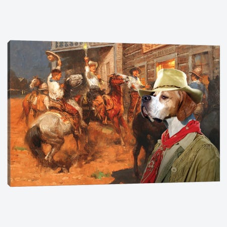 English Pointer Hello Boys! Canvas Print #NDG1188} by Nobility Dogs Canvas Artwork