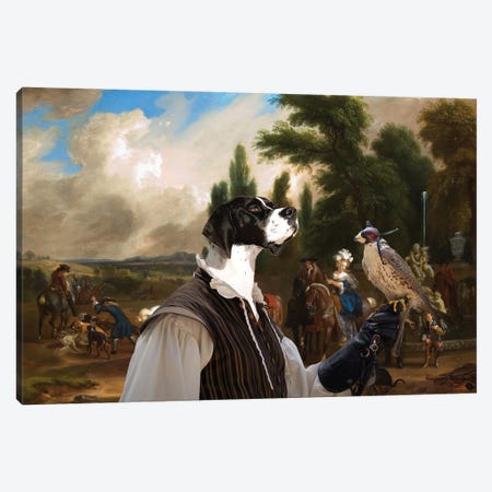 English Pointer Landscape With Elegant Figures Canvas Print #NDG1189} by Nobility Dogs Canvas Artwork