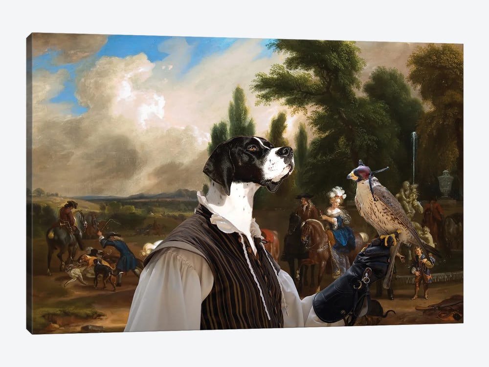 English Pointer Landscape With Elegant Figures by Nobility Dogs 1-piece Canvas Print