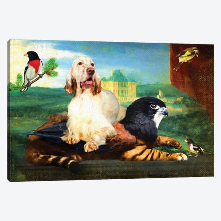 English Setter Still Life Of Griffin And Red Drapery Canvas Print #NDG1194} by Nobility Dogs Canvas Artwork