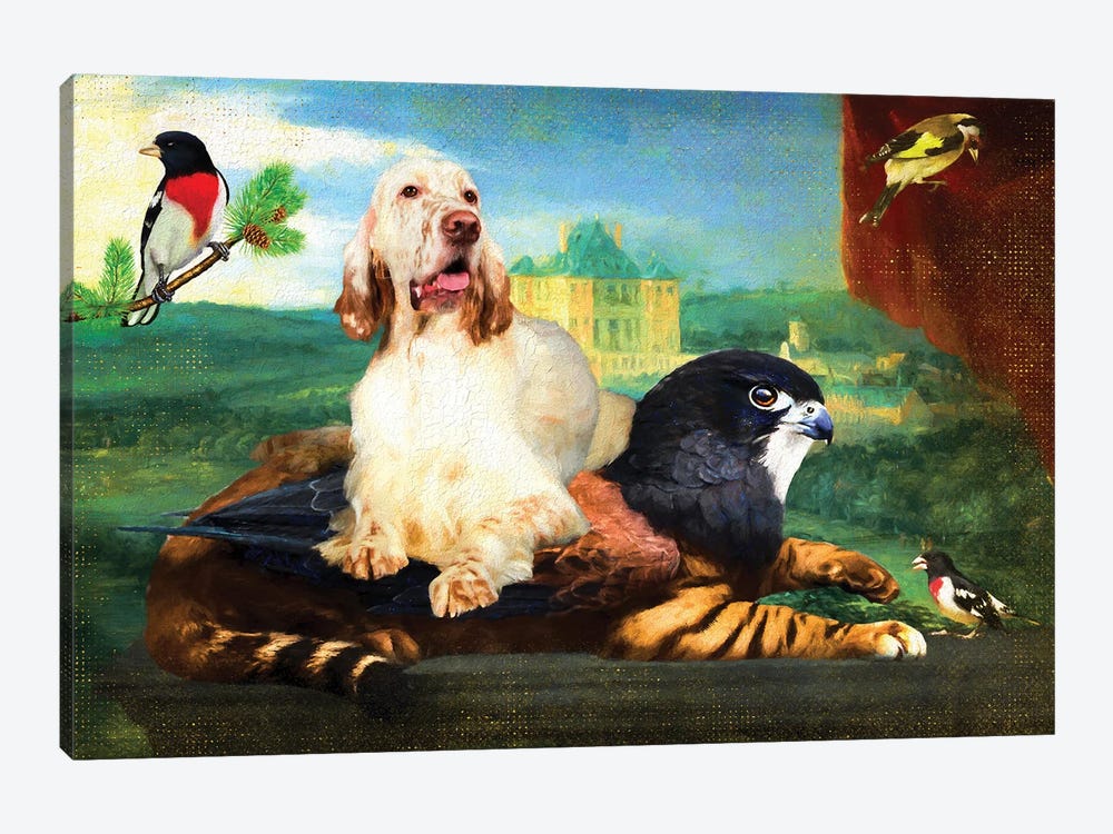 English Setter Still Life Of Griffin And Red Drapery by Nobility Dogs 1-piece Art Print