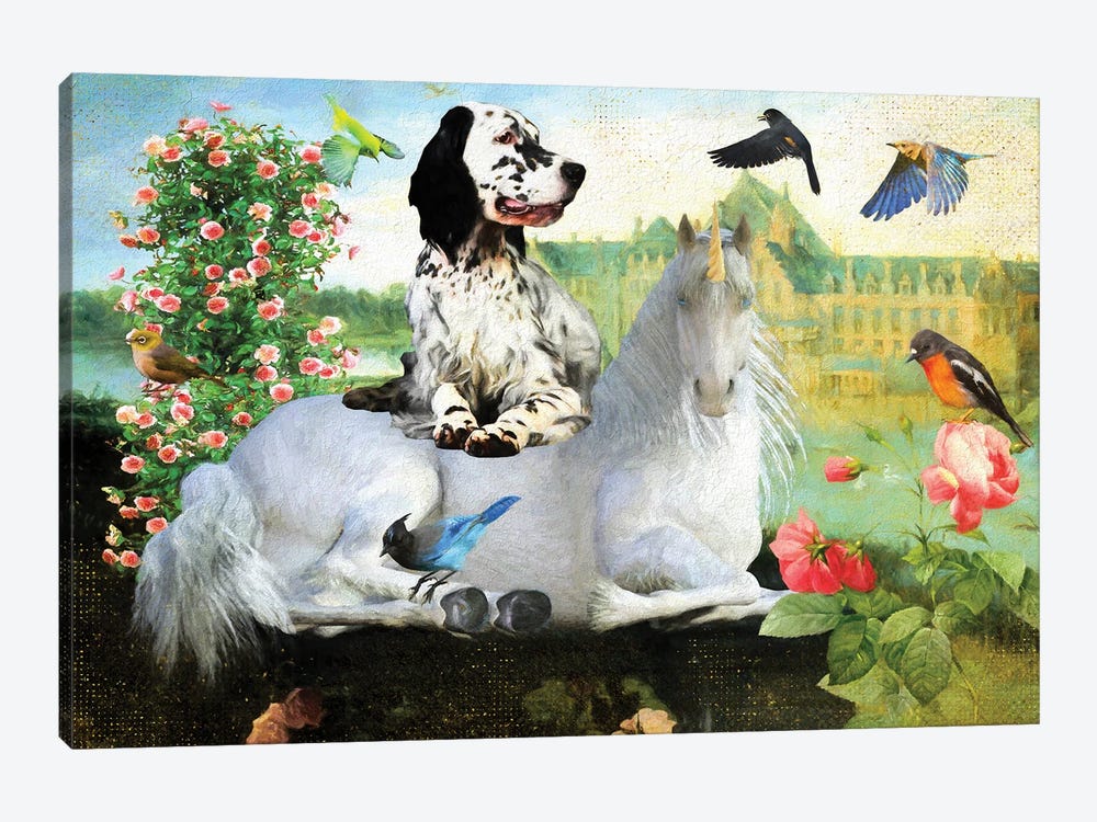 English Setter And Unicorn by Nobility Dogs 1-piece Canvas Wall Art