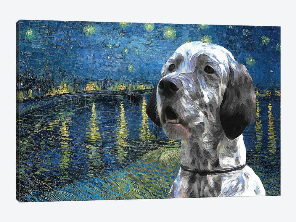 English Setter Starry Night Over The Rhone by Nobility Dogs 1-piece Canvas Art Print
