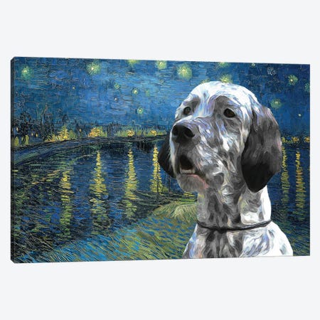 English Setter Starry Night Over The Rhone Canvas Print #NDG1196} by Nobility Dogs Canvas Artwork