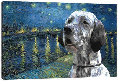 English Setter Starry Night Over The Rhone Canvas Art Print