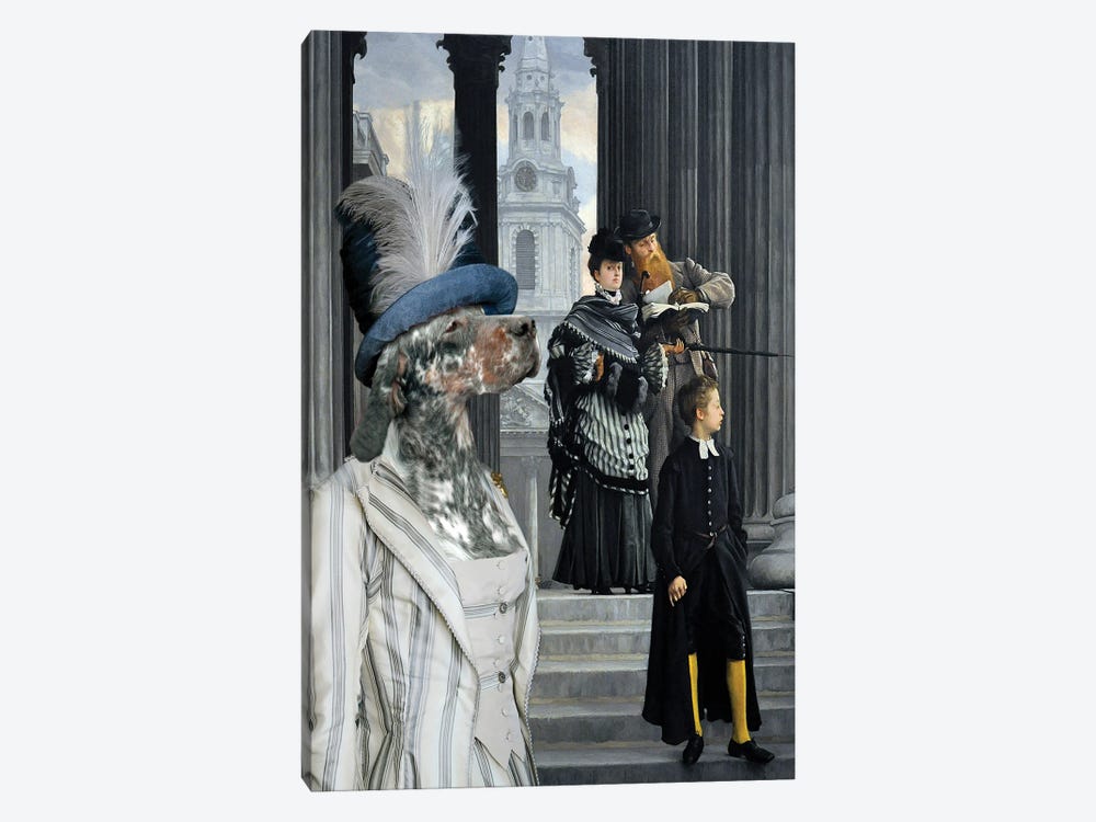 English Setter Tourist Visitors by Nobility Dogs 1-piece Canvas Art