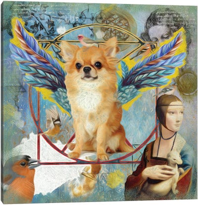 Chihuahua Angel Da Vinci Canvas Art Print - Lady with An Ermine Reimagined