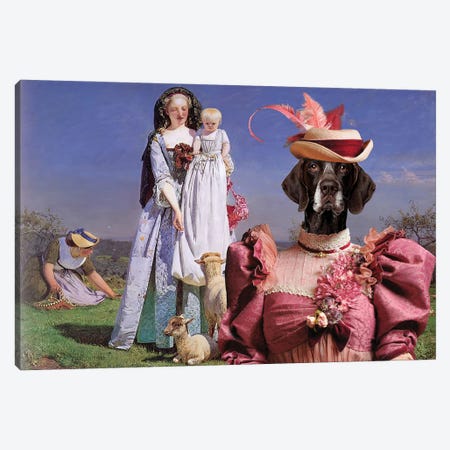 German Shorthaired Pointer The Pretty Baa Lambs Canvas Print #NDG1204} by Nobility Dogs Canvas Wall Art