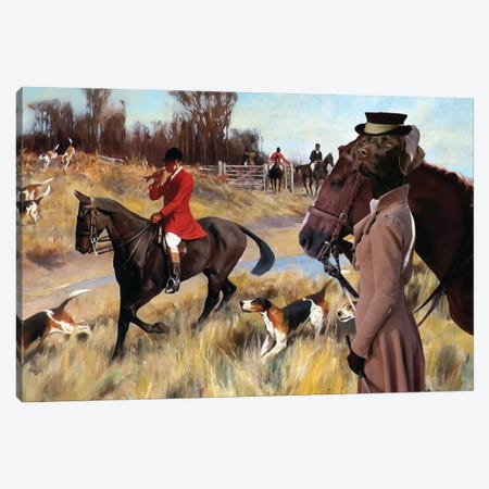 German Shorthaired Pointer Fox Hunt Canvas Print #NDG1205} by Nobility Dogs Canvas Artwork