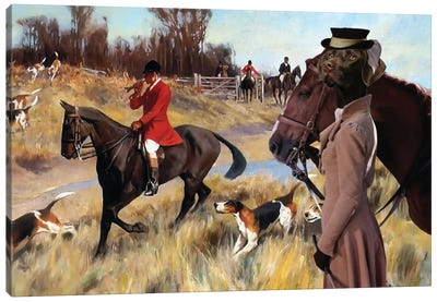 German Shorthaired Pointer Fox Hunt Canvas Art Print - Nobility Dogs