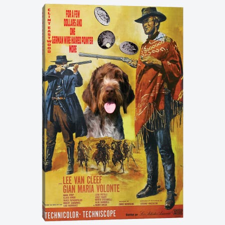 German Wirehaired Pointer For A Few Dollars More Canvas Print #NDG1219} by Nobility Dogs Canvas Wall Art