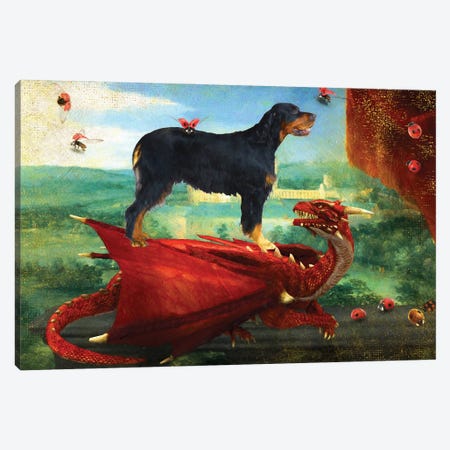 Gordon Setter And Red Dragon Canvas Print #NDG1220} by Nobility Dogs Canvas Print