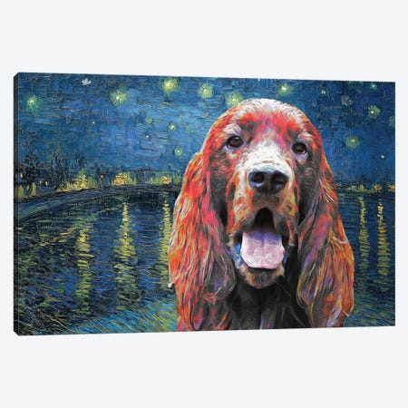 Irish Setter Starry Night Over The Rhone Canvas Print #NDG1222} by Nobility Dogs Art Print