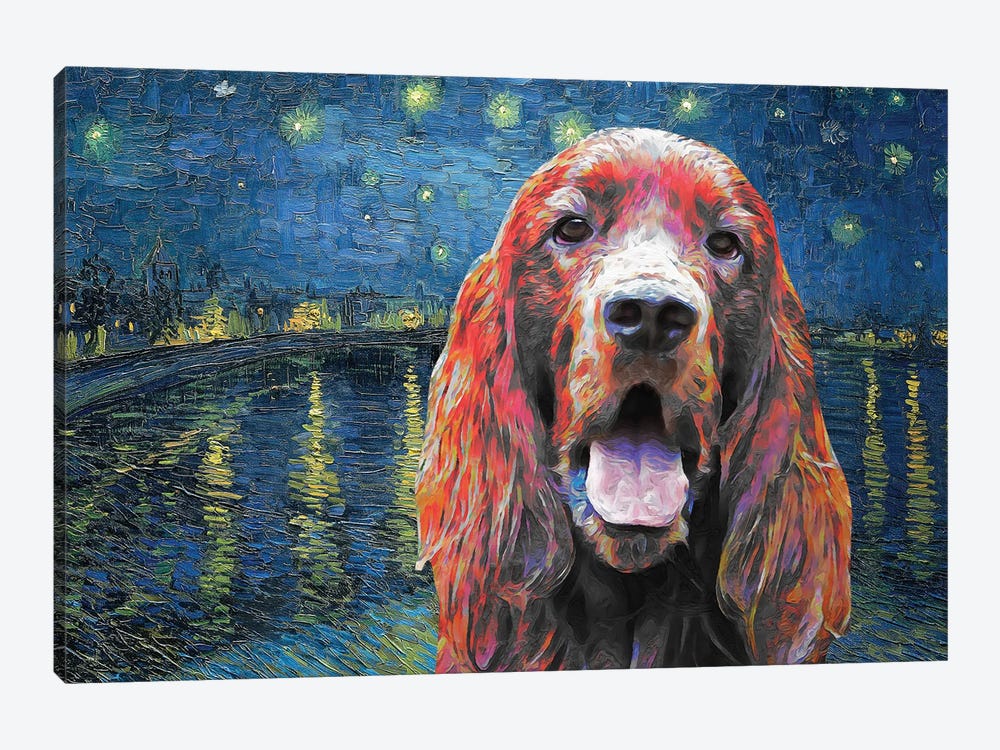 Irish Setter Starry Night Over The Rhone by Nobility Dogs 1-piece Canvas Wall Art