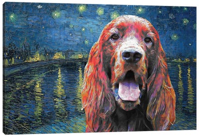 Irish Setter Starry Night Over The Rhone Canvas Art Print