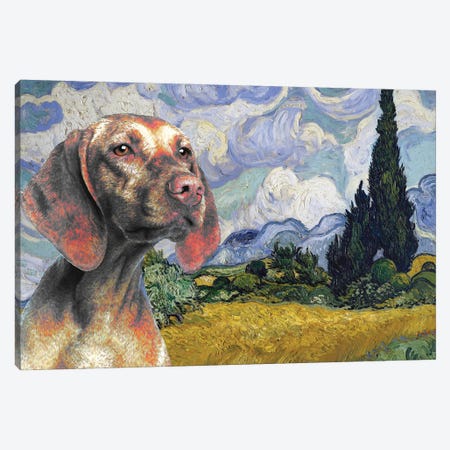 Vizsla Wheat Field With Cypresses Canvas Print #NDG1229} by Nobility Dogs Canvas Art Print
