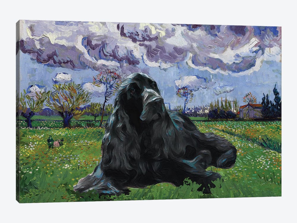 Cocker Spaniel Meadow With Flowers by Nobility Dogs 1-piece Canvas Print