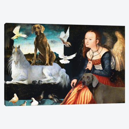 Weimaraner, Angel And Unicorn Canvas Print #NDG1235} by Nobility Dogs Art Print