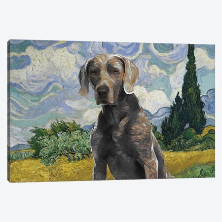 Weimaraner Wheat Field With Cypresses Canvas Print #NDG1236} by Nobility Dogs Canvas Print