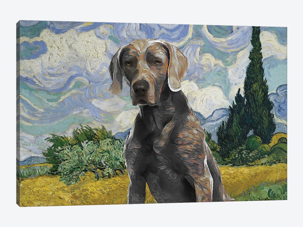 Weimaraner Wheat Field With Cypresses by Nobility Dogs 1-piece Canvas Print