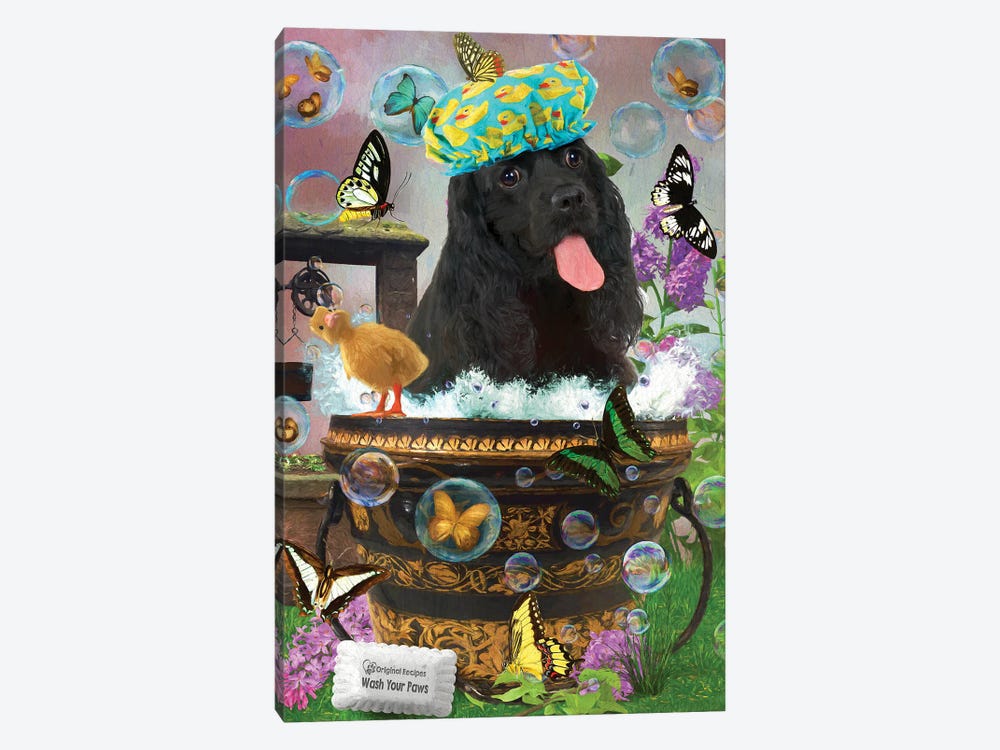 Black Cocker Spaniel Wash Your Paws by Nobility Dogs 1-piece Art Print