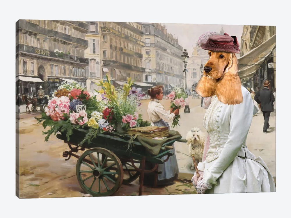 English Cocker Spaniel A Purchase Of Flowers by Nobility Dogs 1-piece Canvas Art