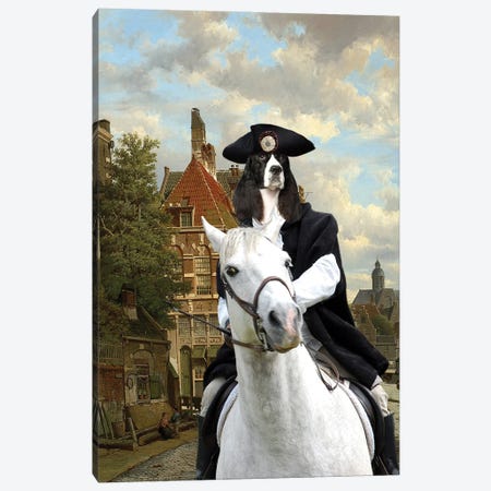 English Springer Spaniel Gallop Through A Dutch Street Canvas Print #NDG1268} by Nobility Dogs Art Print