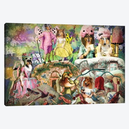 Rough Collie Fairyland Canvas Print #NDG1270} by Nobility Dogs Canvas Wall Art