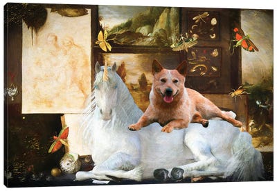 Australian Cattle Dog With Unicorn Canvas Art Print