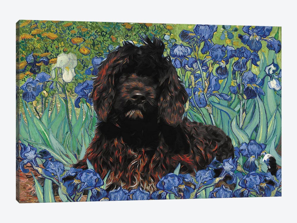Portuguese Water Dog Irises by Nobility Dogs 1-piece Canvas Artwork