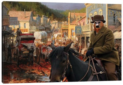 Australian Cattle Dog Gold Town Canvas Art Print